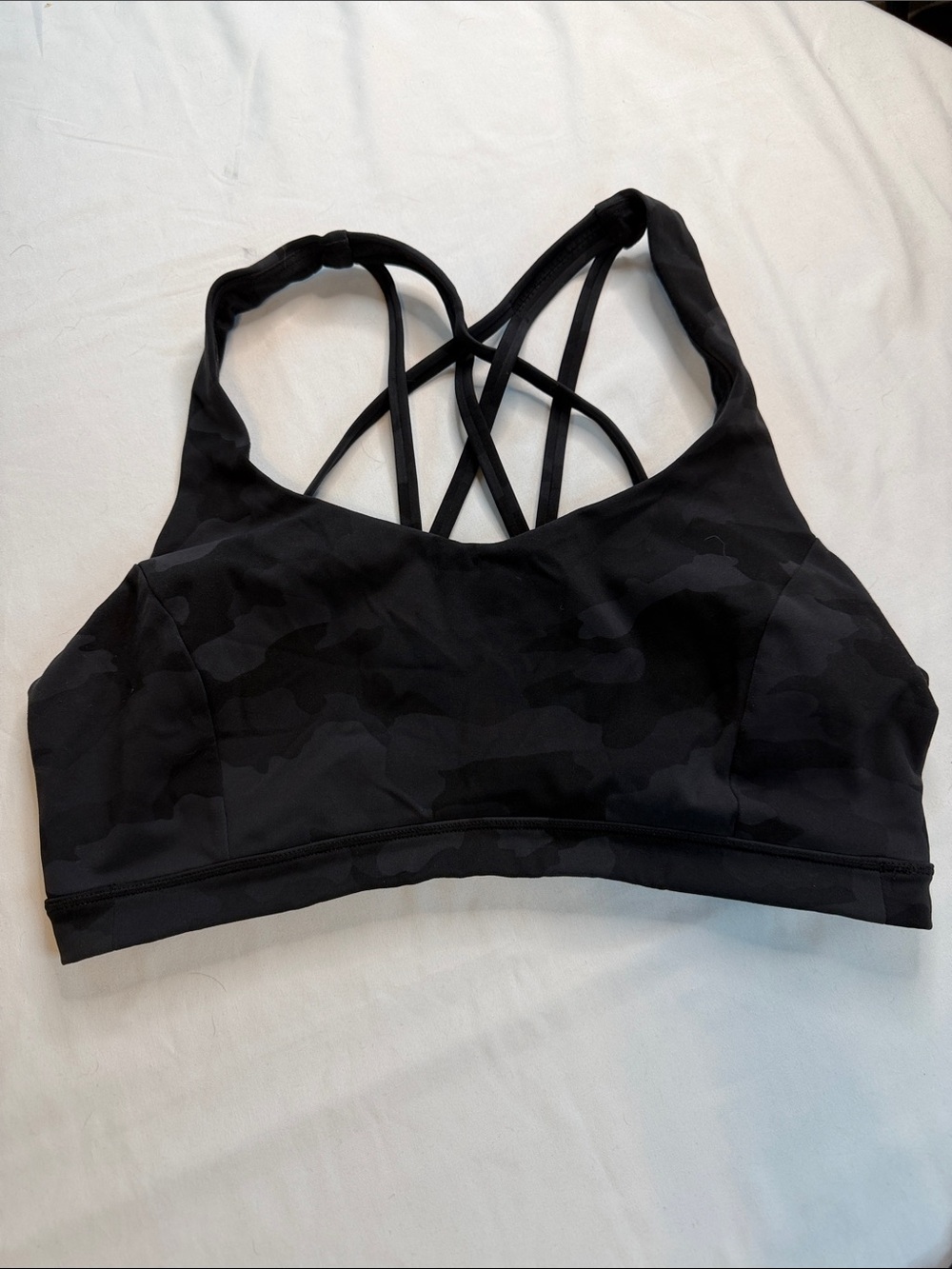 lululemon athletica Black Strappy Camo-Print Sports Bra